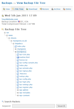Backups: View Backup File Tree