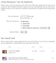 Billing: Automatic Top-Up Payments