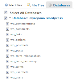 Backups: Restore Backup: Databases Selection