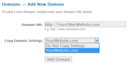 Add Domain: Copy Domain Settings