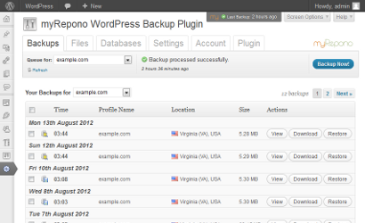 myRepono WordPress Backup Plugin & Service