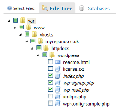 Backups: Restore Backup: File Tree Selection